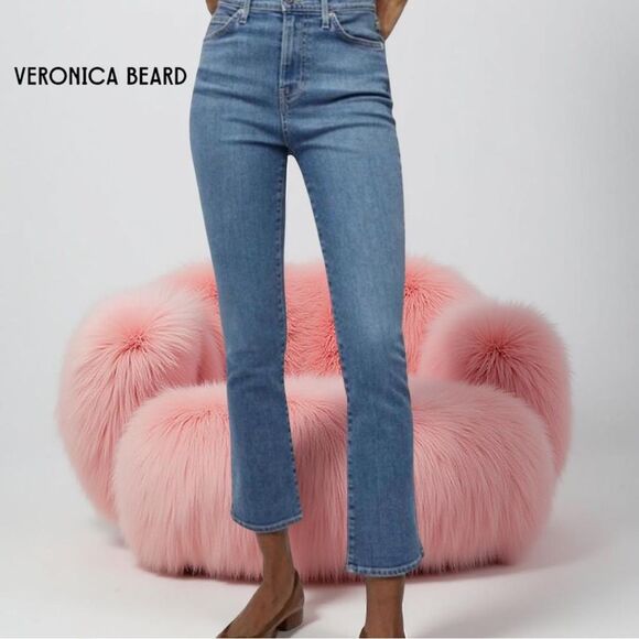 🌸 VERONICA BEARD Carly Kick Flare High Rise Light Blue Jeans Size Small - Picture 1 of 8